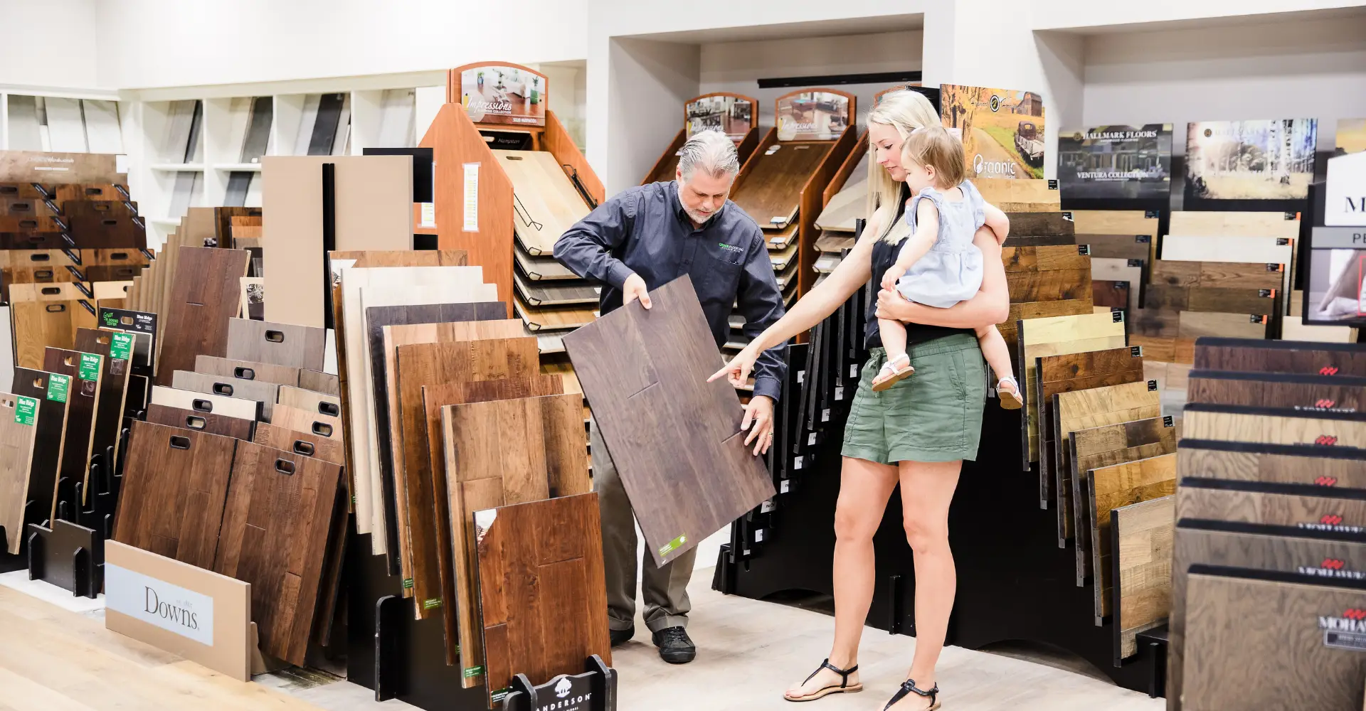 Woman looking at flooring samples